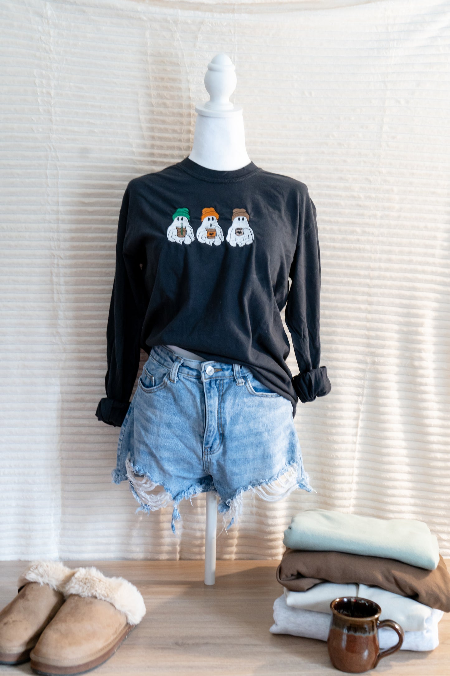 ghost drinking coffee sweatshirt