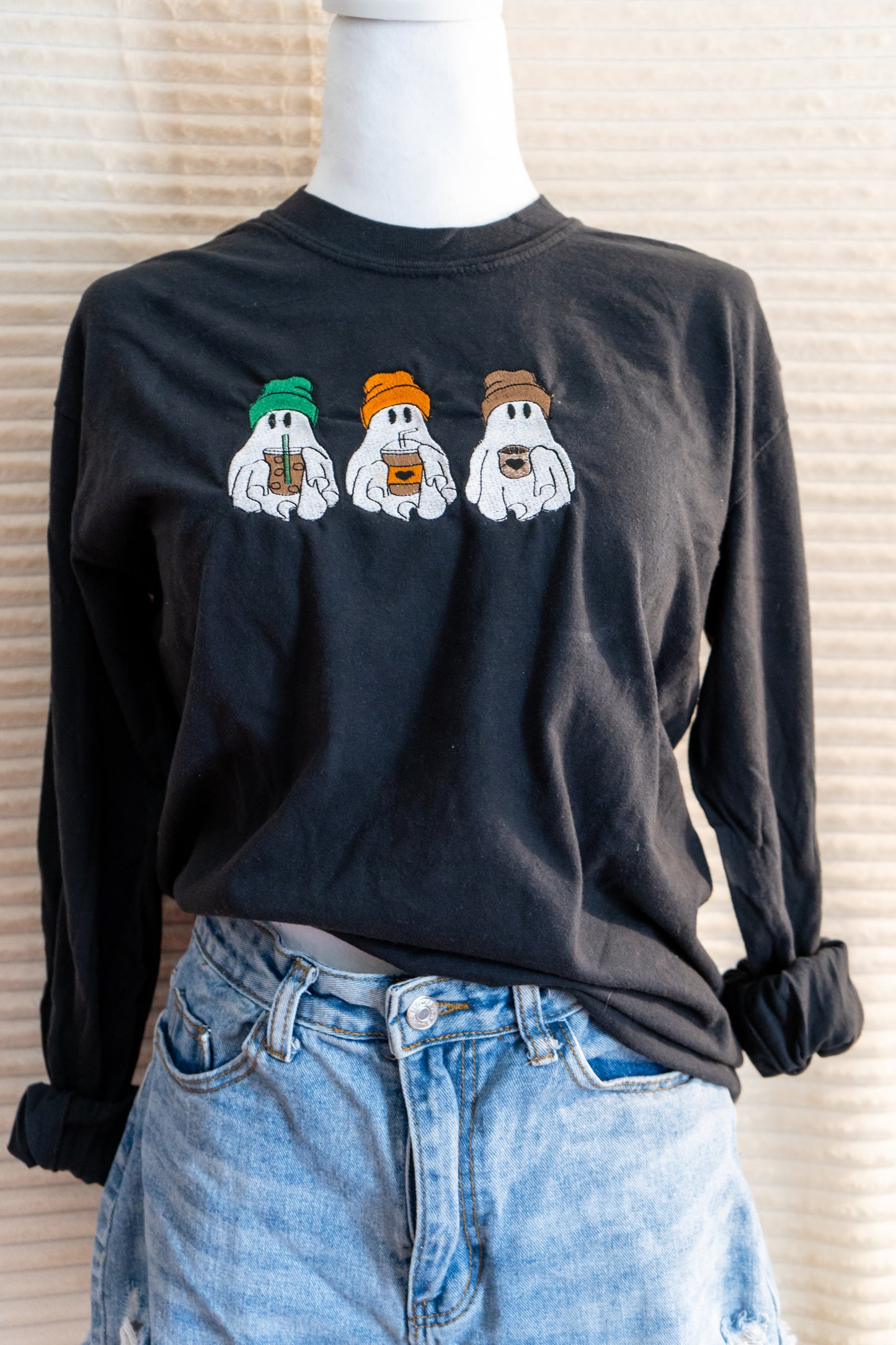 ghost drinking coffee sweatshirt