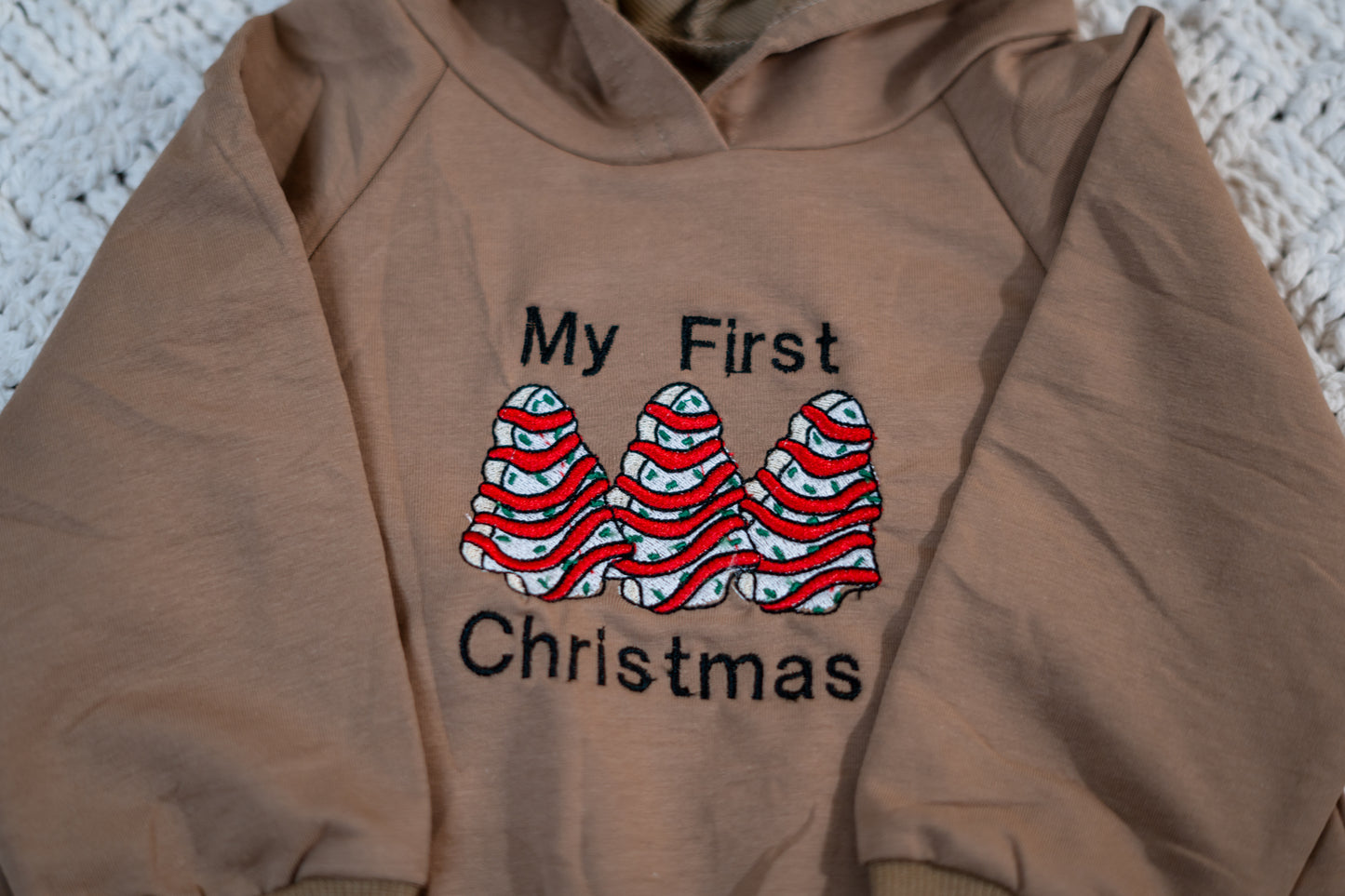 my first christmas tree cake hoodie