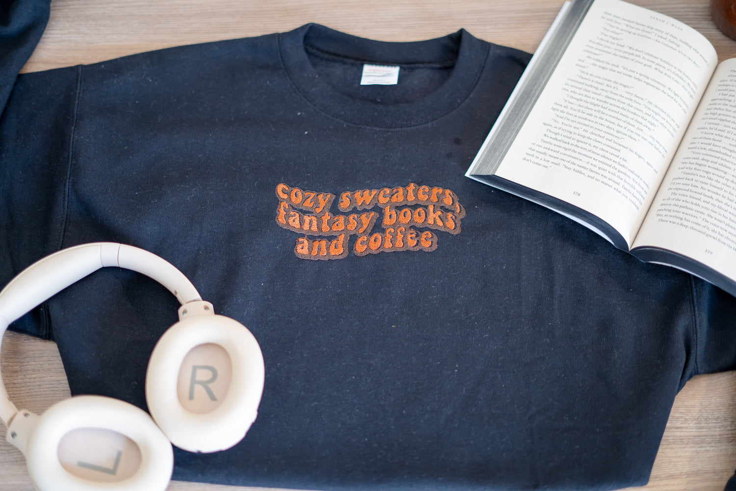 cozy sweaters, fantasy books and  coffee