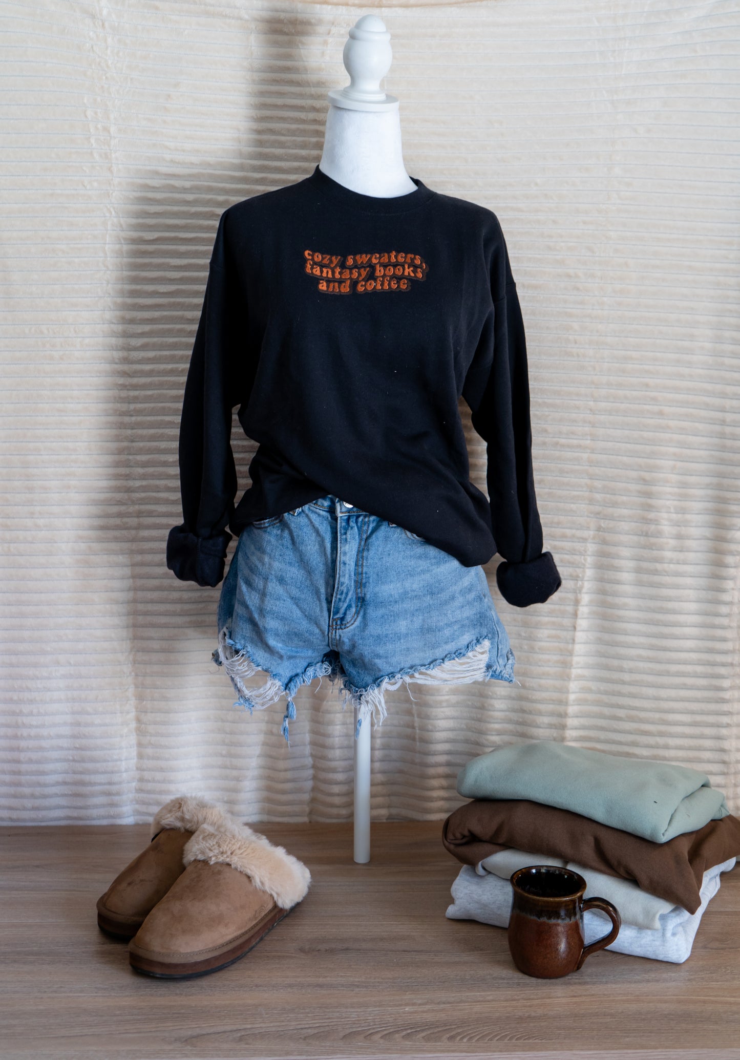 cozy sweaters, fantasy books ,and  coffee hoodie