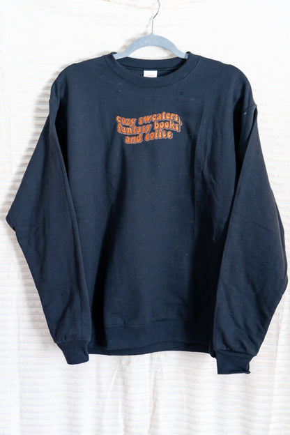 cozy sweaters, fantasy books ,and  coffee hoodie